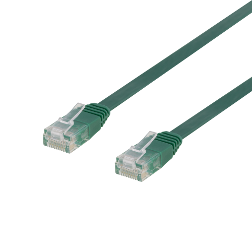 DELTACO TP-603G-FL - U/UTP Cat6 verkkokaapeli,litteä, 0,3m, 250MHz, vihreä