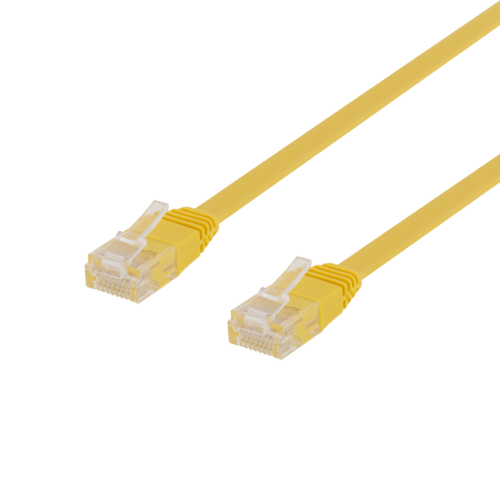 DELTACO TP-603GL-FL - U/UTP Cat6 verkkokaapeli,litteä, 0,3m, 250MHz, keltainen