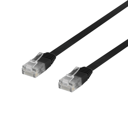 DELTACO TP-603S-FL - U/UTP Cat6 verkkokaapeli,litteä, 0,3m, 250MHz, musta