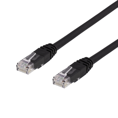 DELTACO TP-60S - U/UTP Cat6 verkkokaapeli,LSZH, 0,5m, musta