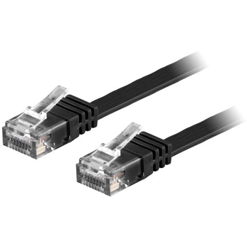 DELTACO TP-610S-FL - U/UTP Cat6 verkkokaapeli,litteä, 10m, 250MHz, musta