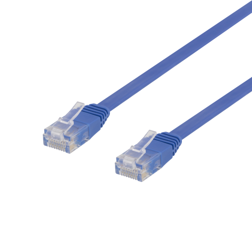 [TP-61B-FL] DELTACO TP-61B-FL - U/UTP Cat6 verkkokaapeli,litteä, 1m, 250MHz, sininen