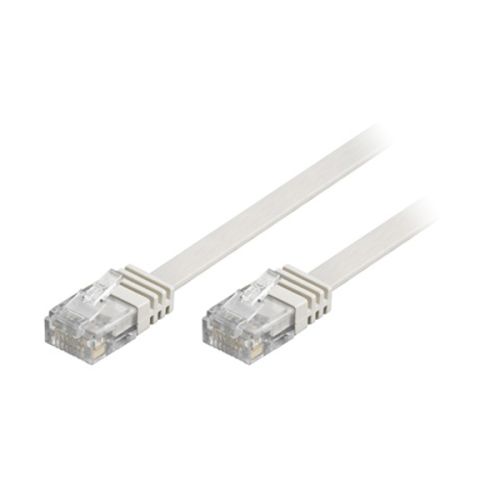 DELTACO TP-620V-FL - U/UTP Cat6 verkkokaapeli,litteä, 20m, 250MHz, valkoinen