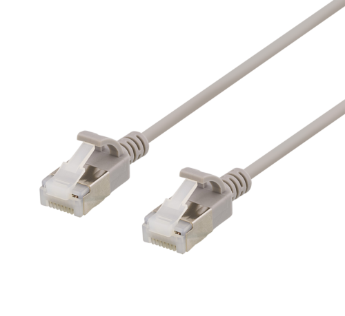 DELTACO UFTP-1000 - U/FTP Cat6a verkkokaapeli,ohut, läpimitta 3,8mm, 0,3m, harmaa
