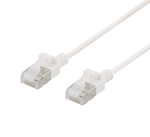 DELTACO UFTP-1028 - U/FTP Cat6a verkkokaapeli,ohut, läpimitta 3,8mm, 1m, valkoinen
