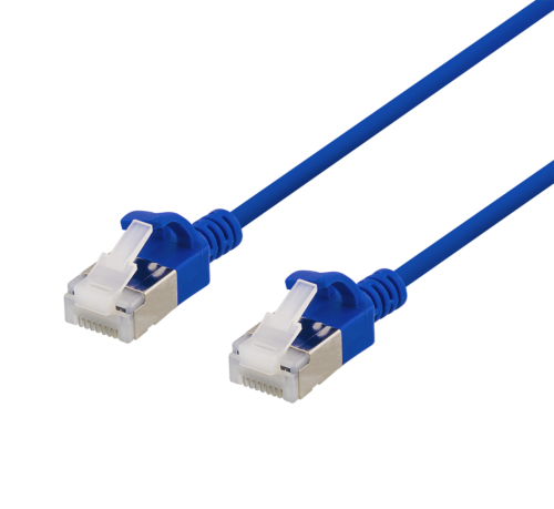 DELTACO UFTP-1051 - U/FTP Cat6a verkkokaapeli,ohut, läpimitta 3,8mm, 3m, sininen