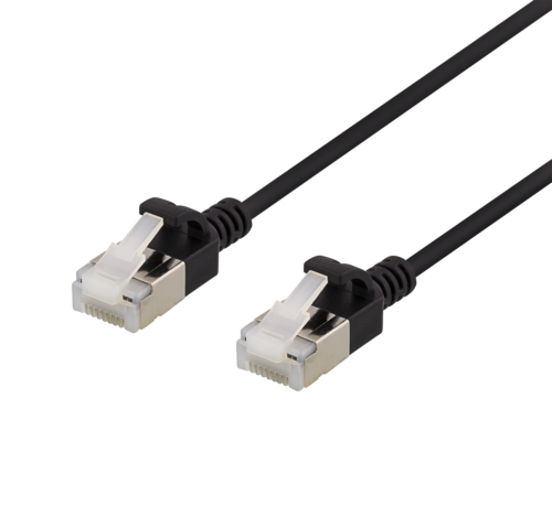 DELTACO UFTP-1067 - U/FTP Cat6a verkkokaapeli,ohut, läpimitta 3,8mm, 5m, musta