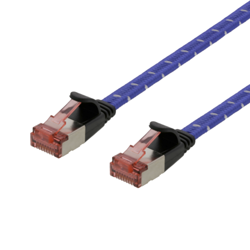 DELTACO UFTP-2301 - verkkokaapeli,U/FTP, Cat6a, 1m, monisäikeinen, litteä, sininen