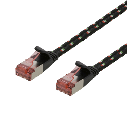 DELTACO UFTP-2312 - verkkokaapeli,U/FTP, Cat6a, 1,5m, monisäikeinen, litteä, musta