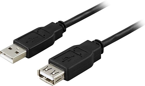[USB2-102S] DELTACO USB2-102S - USB 2.0 kaapeli Tyyppi A uros - Tyyppi A naaras 0,2m, musta