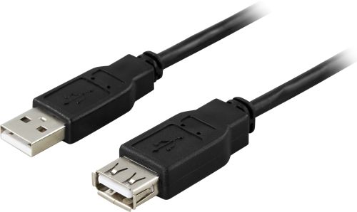 DELTACO USB2-12S - USB 2.0 jatkokaapeli A-A uros-naaras, 2m, musta