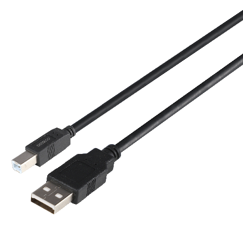 DELTACO USB-230S-LSZH - USB 2.0 cable USB-A uros - USB-B uros, LSZH, 3m, black