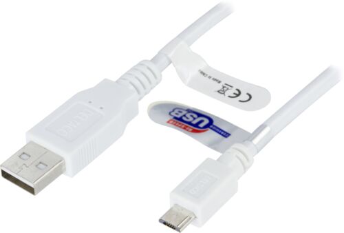 DELTACO USB-303W - USB 2.0 kaapeli Tyyppi A uros - Tyyppi Micro B uros, 3m