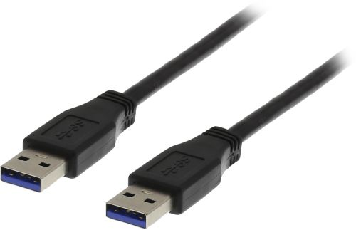 DELTACO USB3-210S - USB 3.0 kaapeli, A uros - A uros, 1m, musta