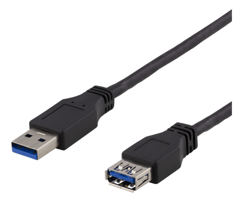 DELTACO USB3-242 - USB 3.1 Gen 1 -jatkokaapeli, 2m, USB-A uros - USB-A naaras, musta