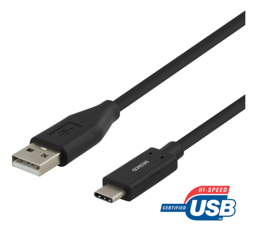 DELTACO USBC-1003M - USB-C - USB-A-kaapeli, 0,5m, 3A, USB 2.0, musta