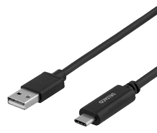 DELTACO USBC-1004-LSZH - USB 2.0 cable, USB-A - USB-C urosos, LSZH, 1m, black