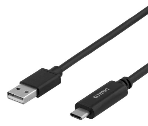 DELTACO USBC-1006-LSZH - USB 2.0 cable, USB-A - USB-C urosos, LSZH, 2m, black