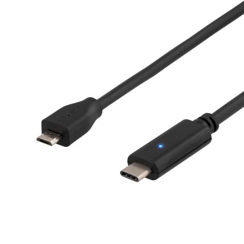 DELTACO USBC-1023 - USB 2.0 kaapeli, Typ C - Typ MIcro- B , 0.5m, musta