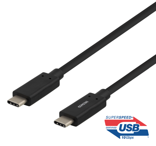 DELTACO USBC-1122M - USB-C-kaapeli, 1m, USB 3.1 Gen 2, 10Gbps, 60W, musta