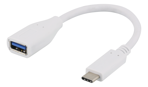 [USBC-1205] DELTACO USBC-1205 - USB-adapteri, USB 3.1 typ C urosos - typ A naarasaras, Gen 1, valkoinen