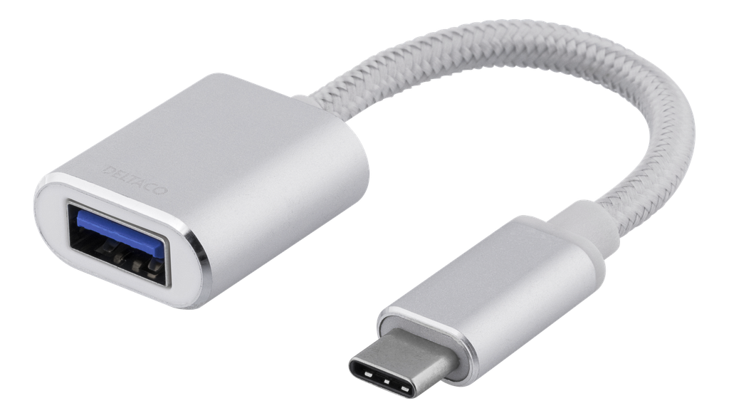 [USBC-1276] DELTACO USBC-1276 - Sovitin USB-C 3.1 Gen 1 - USB-A OTG, hopea