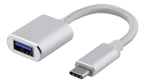 [USBC-1278] DELTACO USBC-1278 - Sovitin USB-C 3.1 Gen 1 - USB-A OTG, hopea