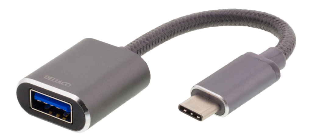 DELTACO USBC-1279 - Sovitin USB-C 3.1 - USB-A OTG, tähtiharmaa