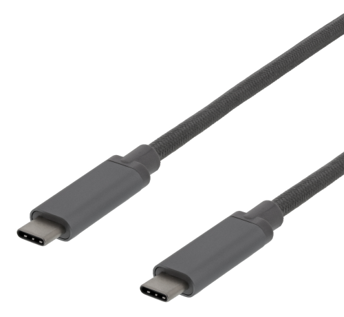 DELTACO USBC-1362 - USB-C-kaapeli, 1m, 60W USB PD, 10Gbps, harmaa