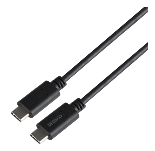 DELTACO USBC-1501-LSZH - USB3.2 gen1 kaapeli , USB-C - USB-C, 5A EPR, 1m, musta