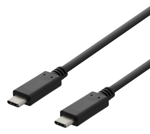 DELTACO USBC-2001 - USB 2.0 -latauskaapeli, USB-C - USB-C, 3A, 1m, musta