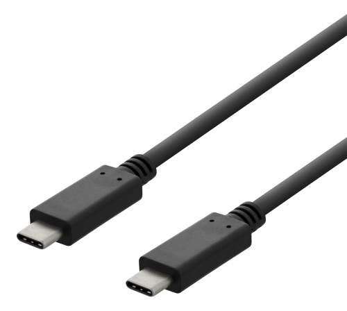 DELTACO USBC-2002 - USB 2.0 -latauskaapeli, USB-C - USB-C, 3A, 2m, musta