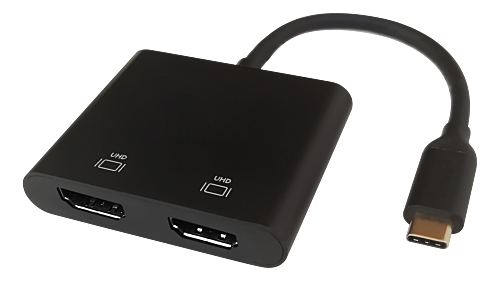 DELTACO USBC-2HDMI - MST-hubi, USB-C, 2 x 4K 60 Hz, HDMI x 2, 0,1 m, musta