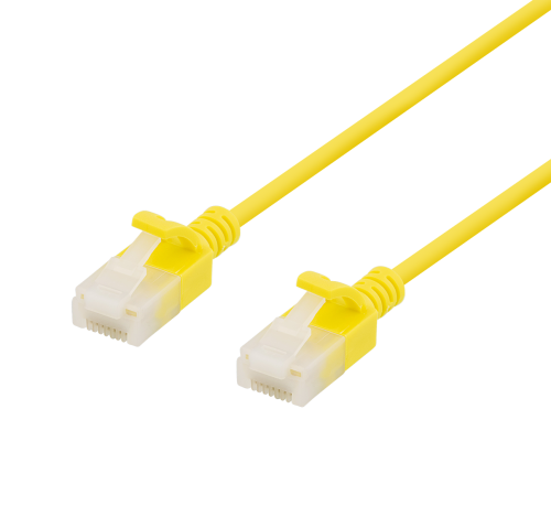 DELTACO UUTP-1003 - U/UTP Cat6a verkkokaapeli,ohut, 3,5mm in diameter, 0,3m, 500MHz, LSZH, yellow