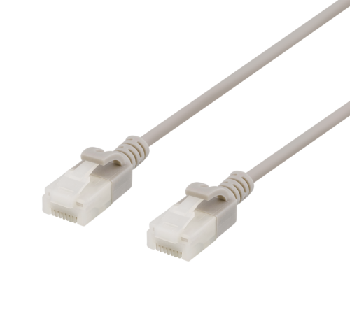 DELTACO UUTP-1010 - U/UTP Cat6a verkkokaapeli,ohut, läpimitta 3,5mm, 0,5m, harmaa