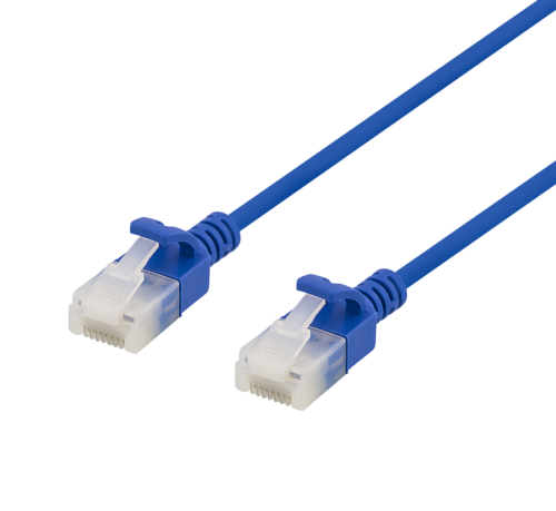 DELTACO UUTP-1011 - U/UTP Cat6a verkkokaapeli,ohut, läpimitta 3,5mm, 0,5m, sininen