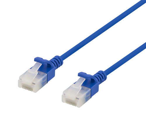 DELTACO UUTP-1021 - U/UTP Cat6a verkkokaapeli,ohut, läpimitta 3,5mm, 1m, sininen