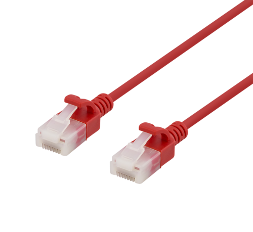 DELTACO UUTP-1046 - U/UTP Cat6a verkkokaapeli,ohut, 3,5mm halkaisija, 2m, punainen
