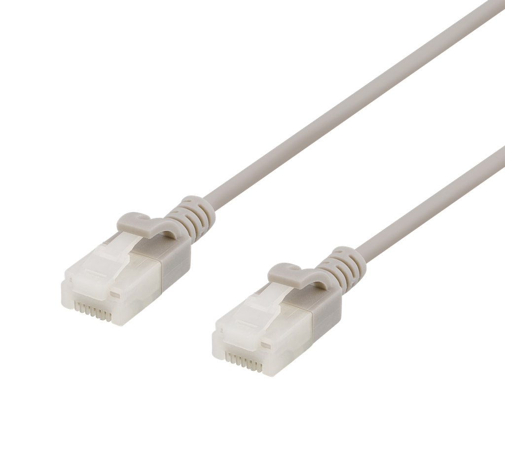 DELTACO UUTP-1060 - U/UTP Cat6a verkkokaapeli,ohut, läpimitta 3,5mm, 5m, harmaa