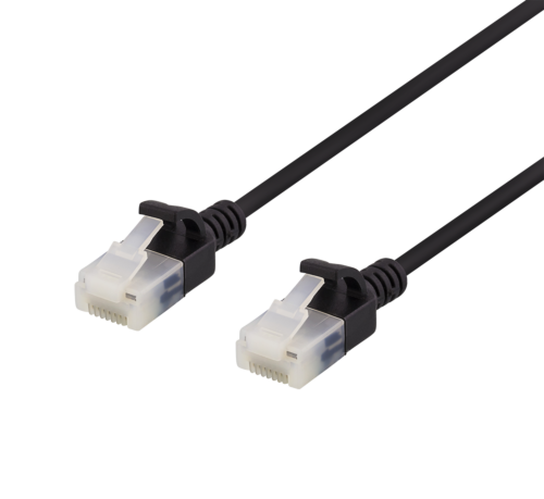 DELTACO UUTP-1067 - U/UTP Cat6a verkkokaapeli,ohut, läpimitta 3,5mm, 5m, musta