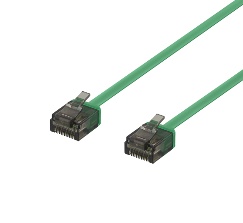DELTACO UUTP-2022 - U/UTP Cat6a verkkokaapeli,litteä, 1mm paksu, 1m, vihreä