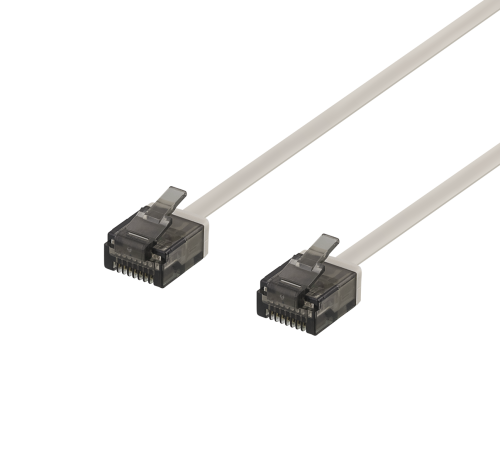 DELTACO UUTP-2050 - U/UTP Cat6a verkkokaapeli,litteä, 1mm paksu, 3m, harmaa