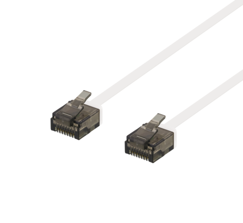 DELTACO UUTP-2058 - U/UTP Cat6a verkkokaapeli,litteä, 1mm paksu, 3m, valkoinen