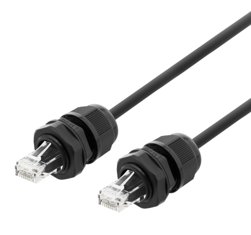 DELTACO SFTP-61AH-WP - S/FTP Cat6a verkkokaapeli,1m, IP68, PG13.5, musta