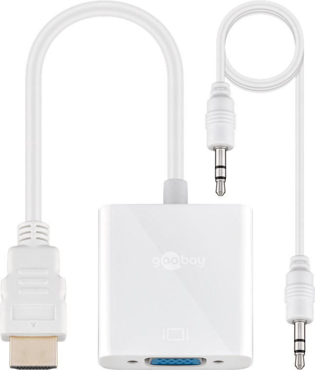 GOOBAY 51758 - Adapter HDMI M/VGA F + 3,5mm F VALKOINEN
