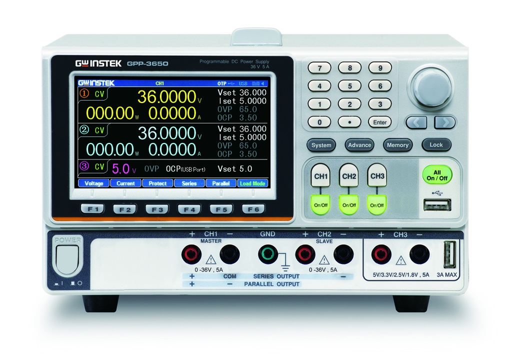 GW INSTEK GPP-3650L - Ohjelmoitava DC Virtalähde 3-Kanavainen 385W USB+LAN