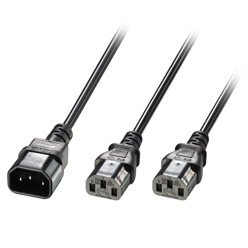 1m Y Jatkokaapeli IEC C14 2 x IEC C13:een