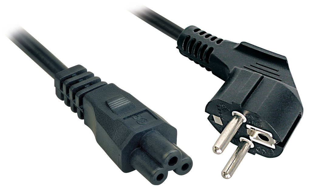 [30405] Verkkokaapeli kannettaville tietokoneille, 2m (IEC320-C5 f - Schuko m)