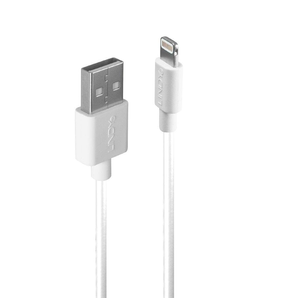 USB- ja salamakaapeli, valkoinen, 2m
