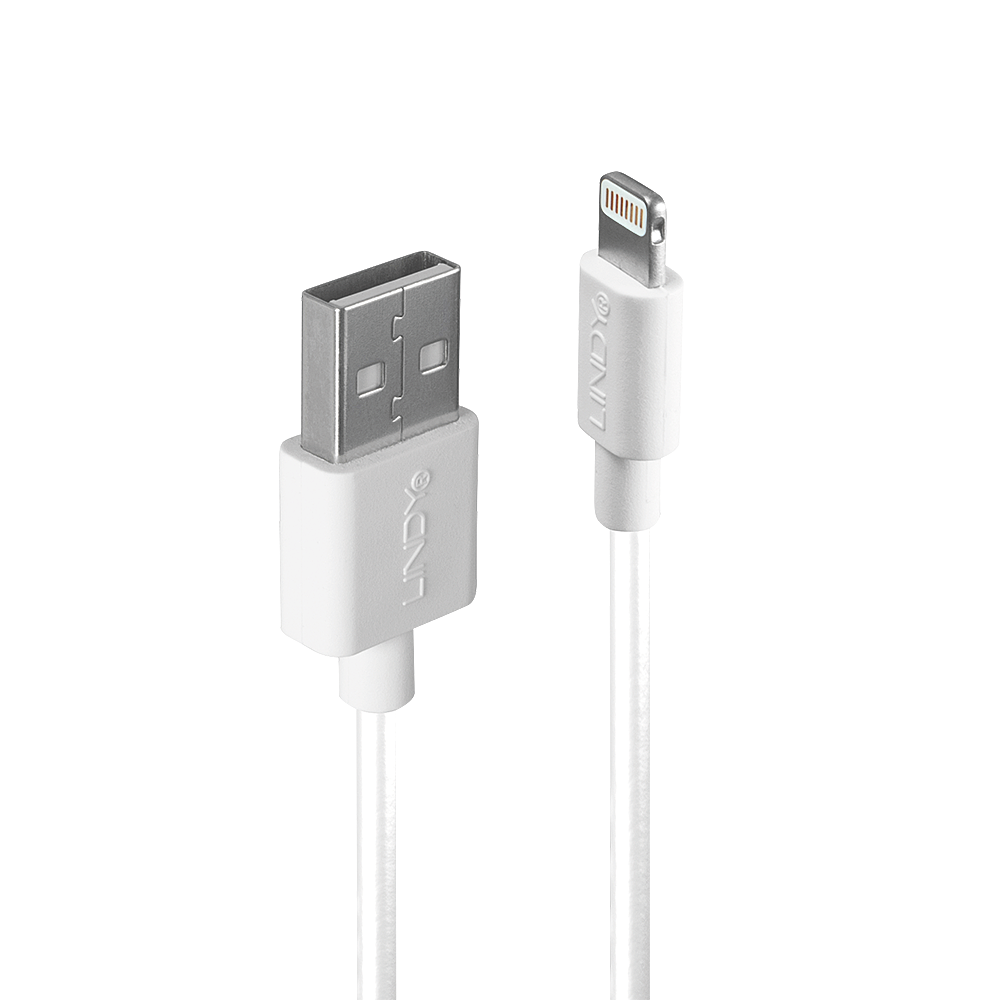 [31328] 3m USB- ja salamakaapeli, valkoinen